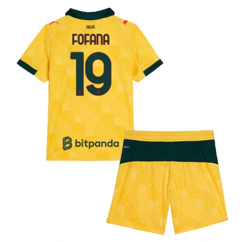 Stroje piłkarskie AC Milan Youssouf Fofana #19 Koszulka Trzeciej dla dzieci 2025-26 Krótki Rękaw (+ szorty)